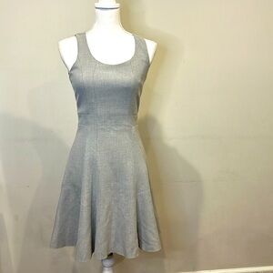 H&M Gray Fit and Flare Skater Dress with Back Zip  Size 6